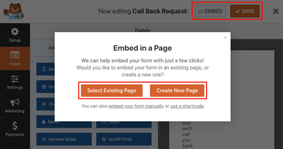 Embed WPForms