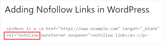 Adding the nofollow attribute to the link in your HTML code
