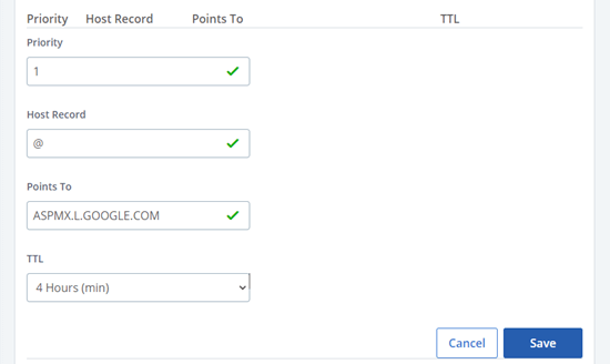 Changing an MX record in Bluehost