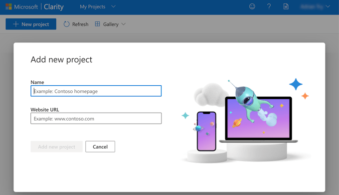 Menyiapkan proyek baru di Microsoft Clarity