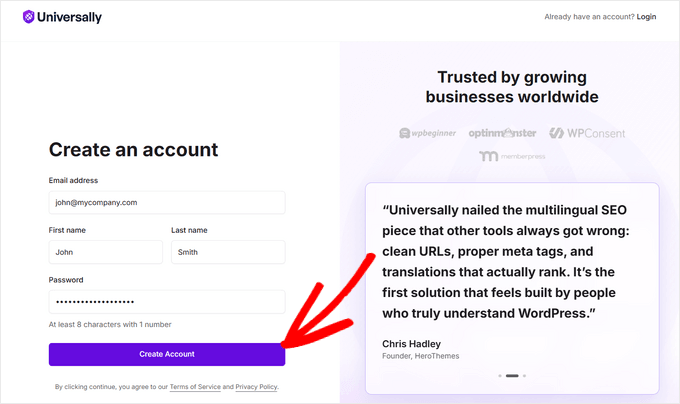 Create Universally account