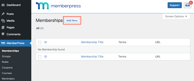 Creating a new MemberPress membership level
