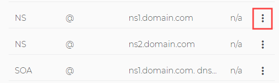 Domain.com 的 DNS 设置列表中的名称服务器