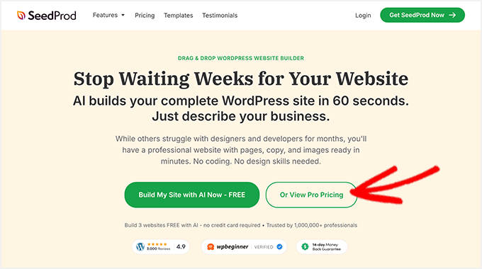 Site e código de cupom SeedProd