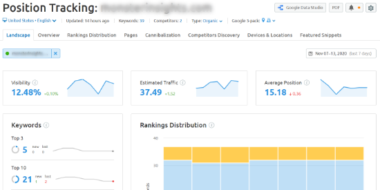 semrush position tracking feature