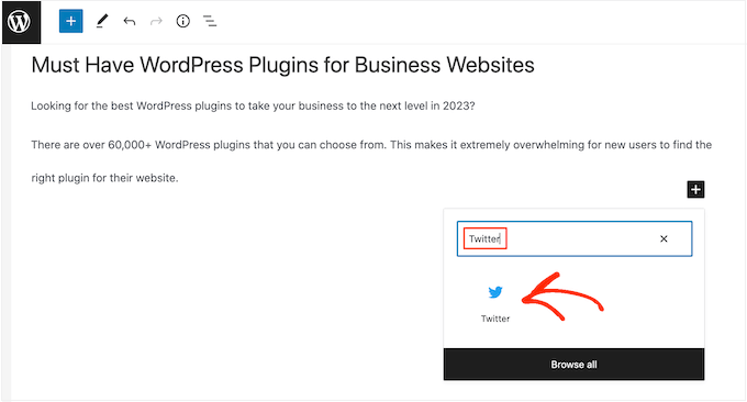 The Twitter embed WordPress block