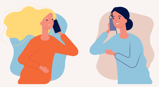 twee vrouwen die aan de telefoon praten