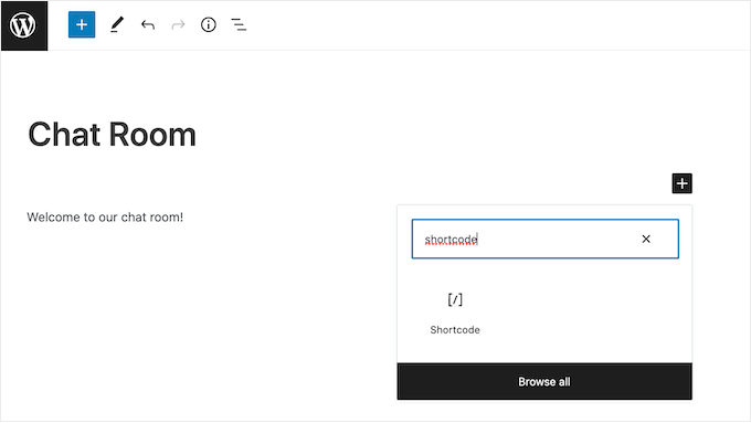 Adding a chat room shortcode block to a WordPress blog or website