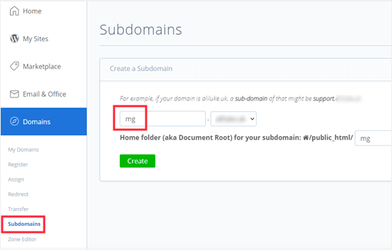 Adding a subdomain in Bluehost