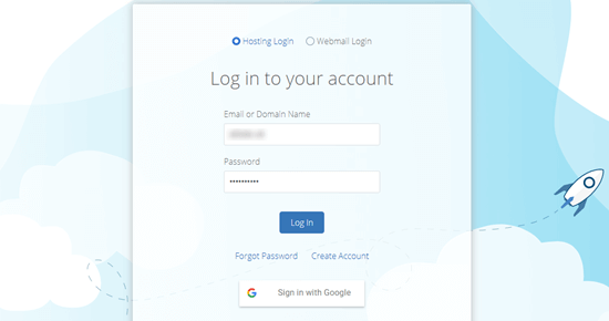 Login to your Bluehost account