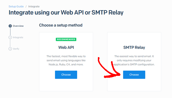 Choose the SMTP relay option