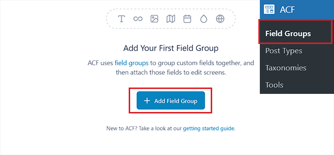 Click the Add Field Group button