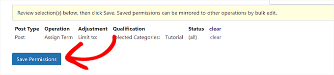 Click the Save Permissions button