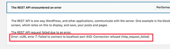 cURL error 7 in WordPress