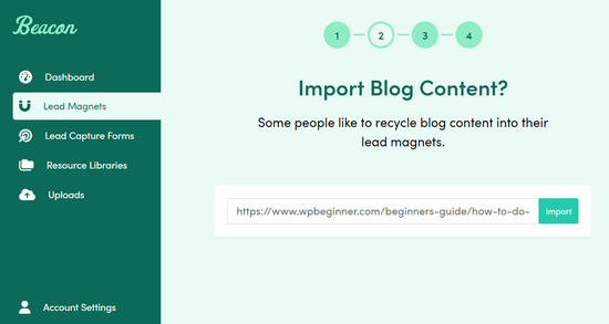 Enter blog post URL into Beacon
