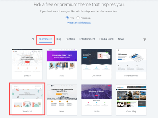 Select the Storefront theme for your online store