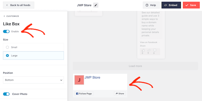 Adding a 'like' button to your Facebook feed