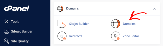 Click the Domains Option in cPanel