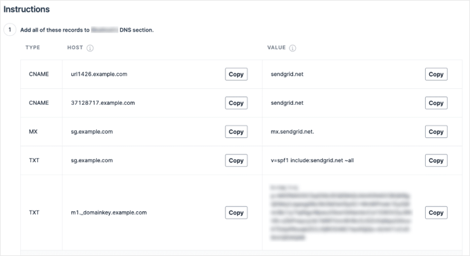 Getting your DNS records from Sendgrid