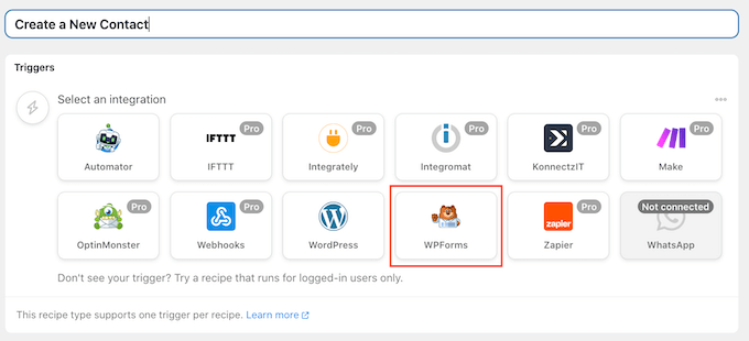 The WPForms automation integration