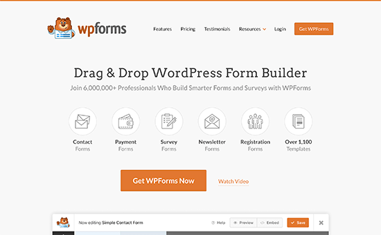 The WPForms website