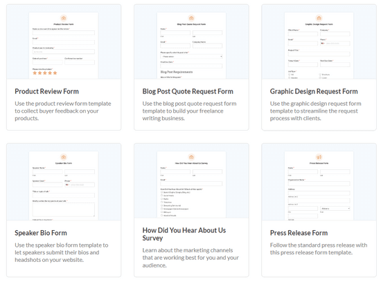 WPForms templates