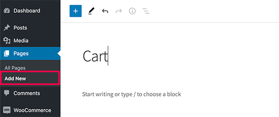 Create new cart page in WooCommerce