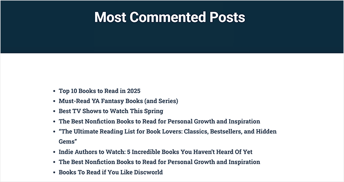 Förhandsgranskning av mest kommenterade inlägg