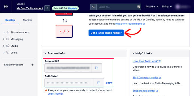 Getting your Twilio credentials