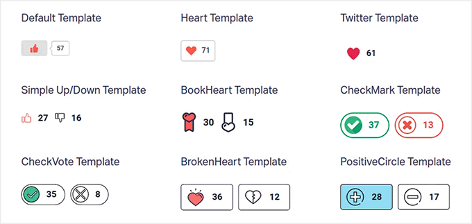 Tipuri de butoane de apreciere în WP ULike