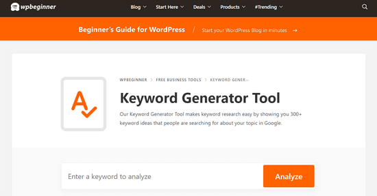 WPBeginner 关键字生成工具