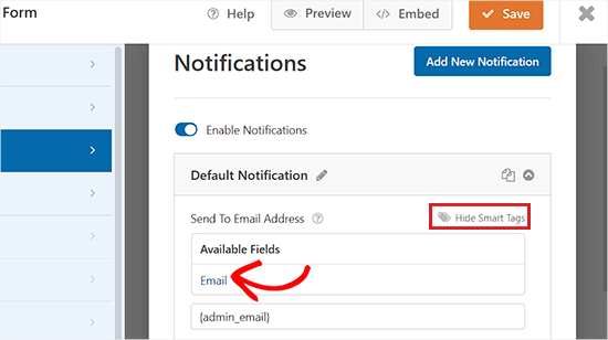 Add the Email smart tag