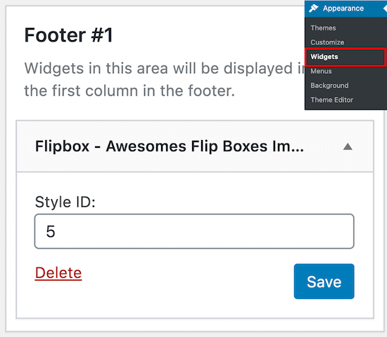 Aggiungi widget flipbox