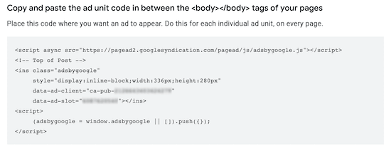 Exemple de code AdSense