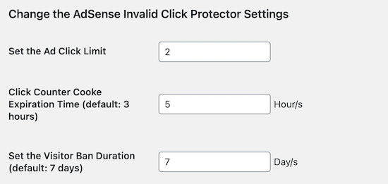 Adsense Invalid Click Protector Change Settings