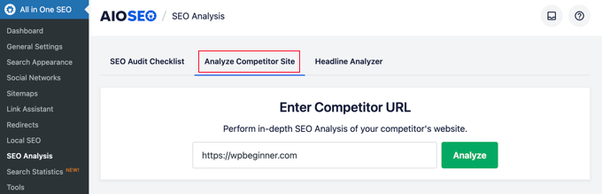 AIOSEO for WordPress 中的竞争对手分析