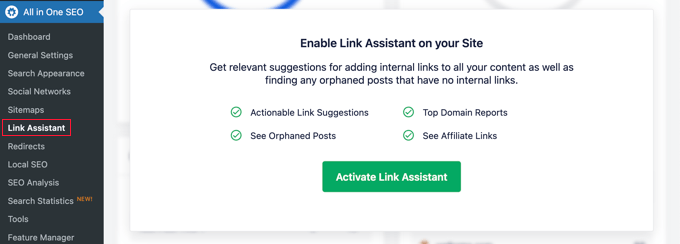 AIOSEO Activate Link Assistant