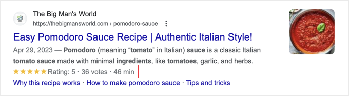 Rich snippets in Google Knowledge Graph search results