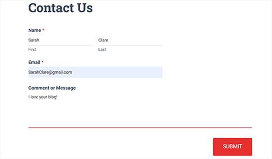 Contact form preview