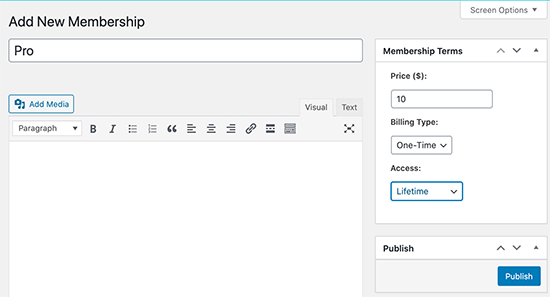 Creating a membership plan in MemberPress