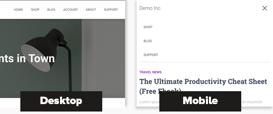 Desktop Mobile Menus