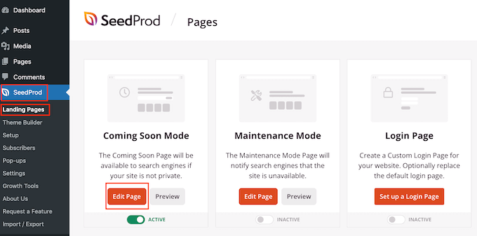使用 SeedProd 在 WordPress 中编辑即将推出的页面
