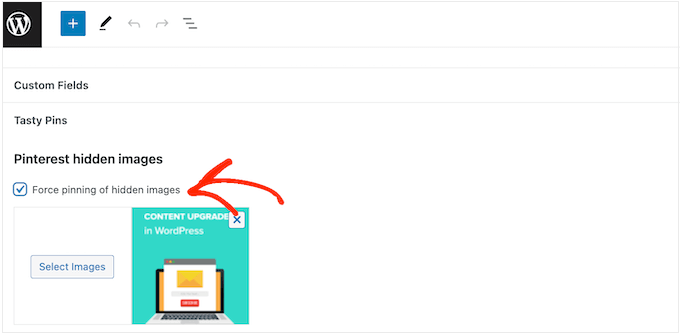 How to force-pin images in WordPress