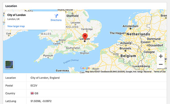 Geolocalizzazione puntata sulla mappa di Google per il modulo di piombo di WordPress