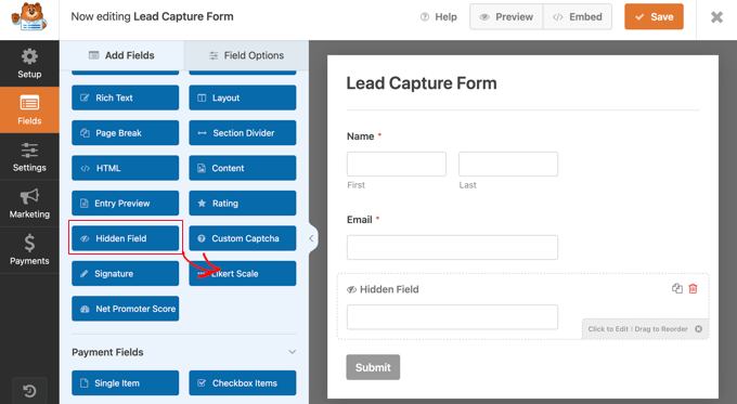 Adding a hidden field to your WordPress form