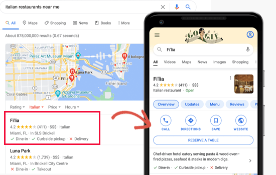 Local SEO in action in Google Search