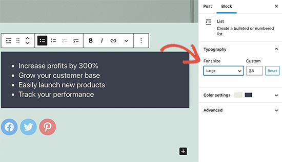 Font sizes in more places in WordPress 5.7 | Blog Master Tips