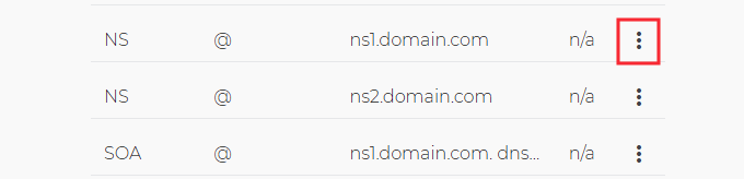 A list of nameservers on Domain.com