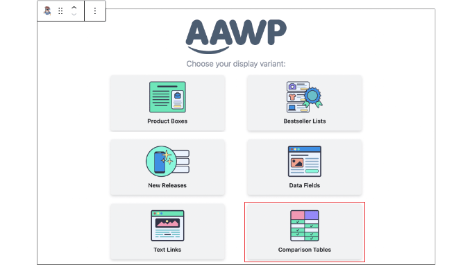 Aggiungere un Blocco Tabelle di Confronto AAWP Aggiungere un Blocco Tabelle di Confronto AAWP