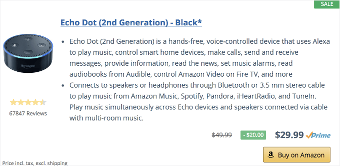 Esempio di Blocco Box Prodotto AAWP Esempio di Blocco Box Prodotto AAWP